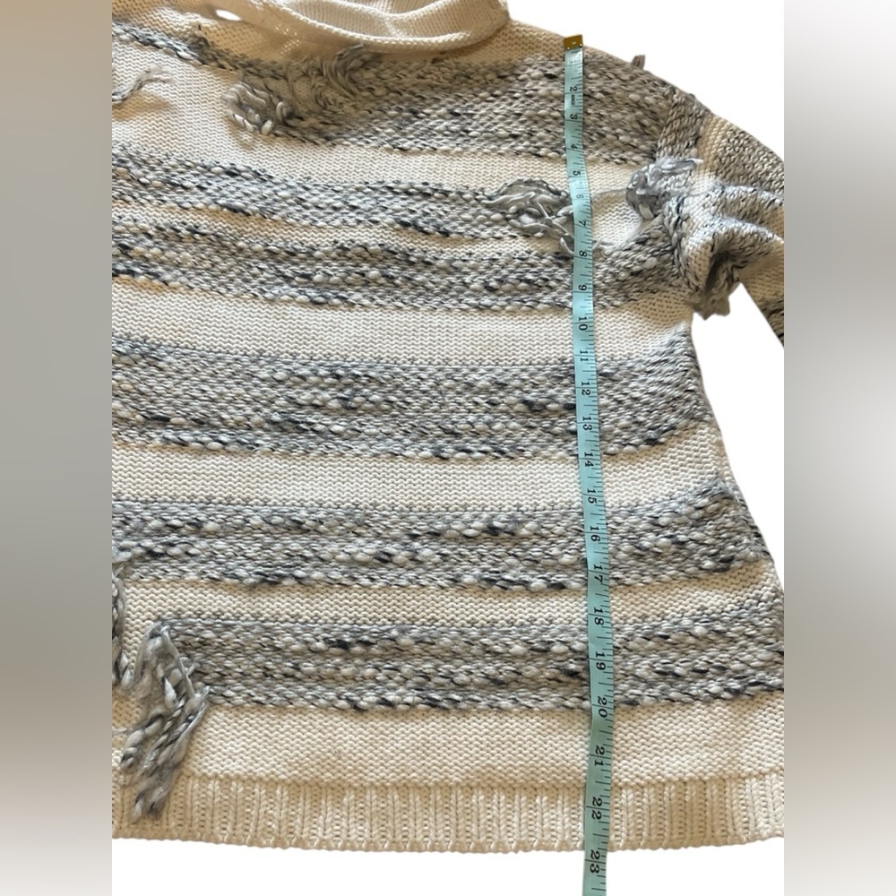 Lou & Grey Alpaca Blend Distressed Fringe Textured Knit Mock Neck Sweater XS - Picture 6 of 9